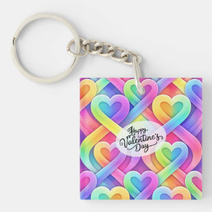 Porte-clés Motif de cœurs modernes colorés pour la Saint-Vale