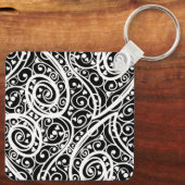 Porte-clés Motif de cœurs noirs et blancs mignons (Verso)
