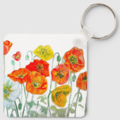 Porte-clés Motif de coquelicot rouge orange Merci (Dos)