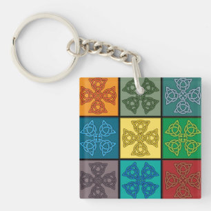 Porte-clés Motif de croix en nœud celtique Pop Art