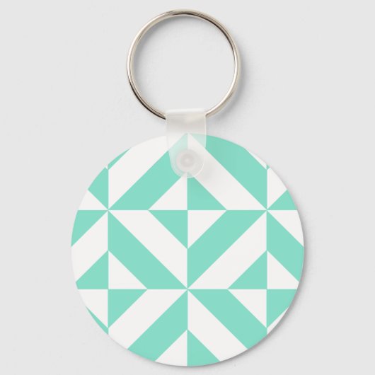 Porte-clés Motif de cube géométrique vert Seafoam (Recto)