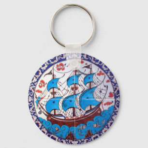Porte-clés Motif de cuirassé/art de tuile