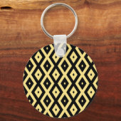 Porte-clés Motif de diamant jaune citron et noir (Recto)