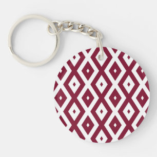 Porte-clés Motif de diamants de Bourgogne et blanc