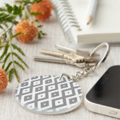 Porte-clés Motif de diamants gris et blanc (Devant droit)