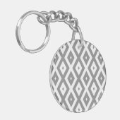 Porte-clés Motif de diamants gris et blanc (Devant gauche)