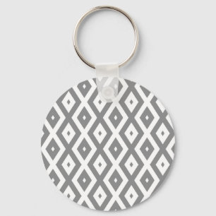 Porte-clés Motif de diamants gris et blanc
