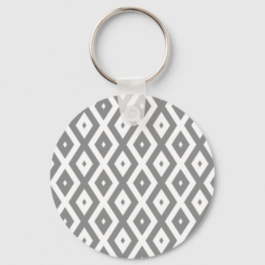 Porte-clés Motif de diamants gris et blanc (Recto)