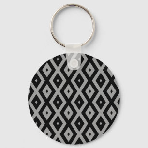 Porte-clés Motif de diamants gris et noir