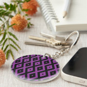 Porte-clés Motif de diamants violet et noir (Devant droit)