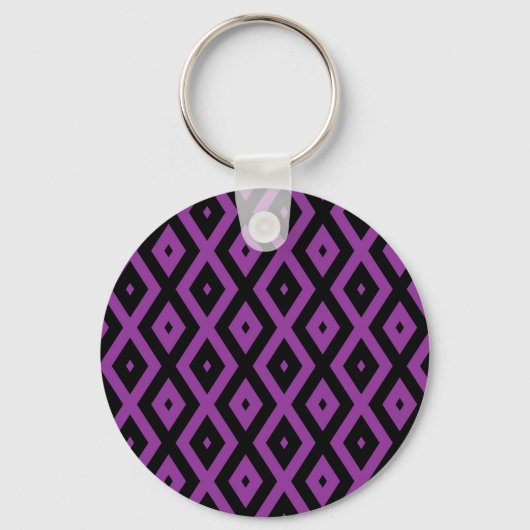 Porte-clés Motif de diamants violet et noir (Recto)
