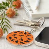 Porte-clés Motif de dinosaure mignon sur orange (Devant droit)