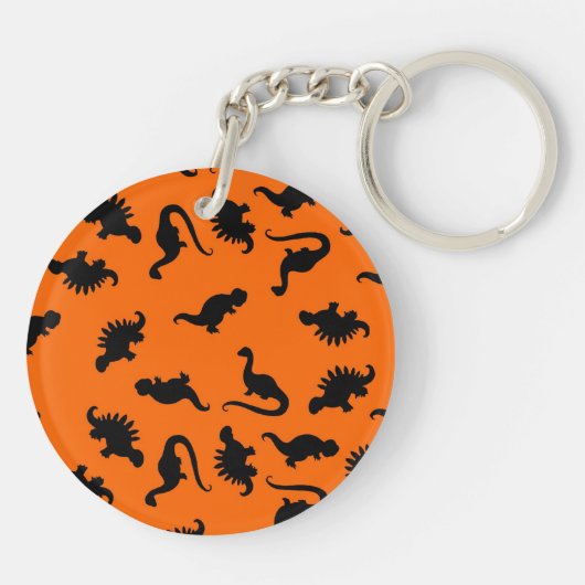 Porte-clés Motif de dinosaure mignon sur orange (Dos)