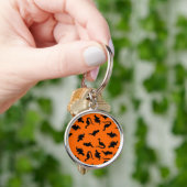Porte-clés Motif de dinosaure mignon sur orange (main)