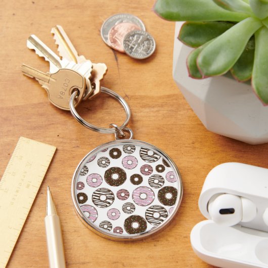Porte-clés Motif De Donuts, Donuts Roses, Donuts Brown (Bureau)