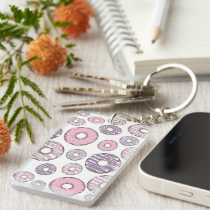 Porte-clés Motif De Donuts, Donuts Roses, Donuts Violets