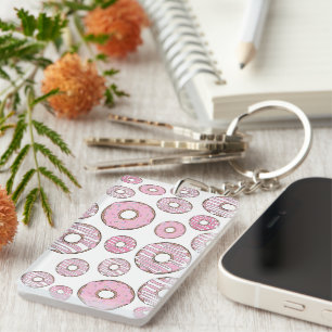Porte-clés Motif De Donuts, Donuts Roses, Saupoudrages
