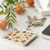 Porte-clés Motif de doodle de Noël joyeux (Côté)