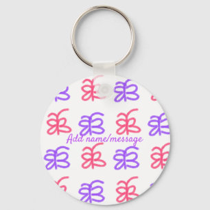 Porte-clés Motif de doodle de papillon rose violet ajouter le