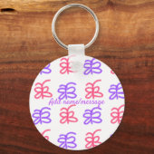Porte-clés Motif de doodle de papillon rose violet ajouter le (Recto)