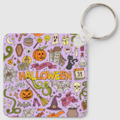 Porte-clés Motif de doodle Halloween mignon (Dos)