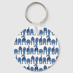 Porte-clés Motif de fesses de chien bleu
