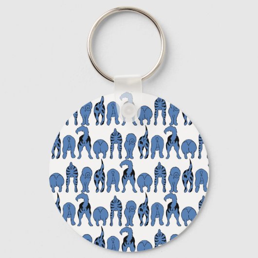 Porte-clés Motif de fesses de chien bleu (Recto)