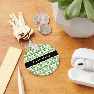 Porte-clés Motif de feuille, Feuilles vertes, Votre nom