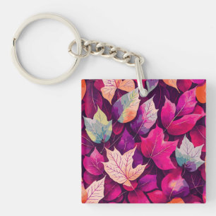 Porte-clés Motif de feuilles d'automne colorées