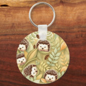 Porte-clés Motif de feuilles d'automne de hérisson mignon (Verso)
