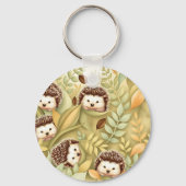 Porte-clés Motif de feuilles d'automne de hérisson mignon (Verso)