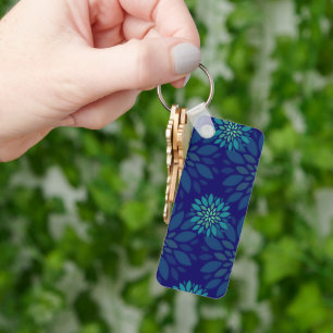 Porte-clés Motif de feuilles florales bleues et vertes modern