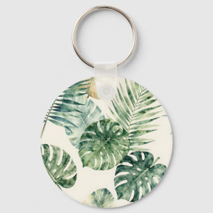 Porte-clés Motif de feuilles tropicales à l'aquarelle Monster