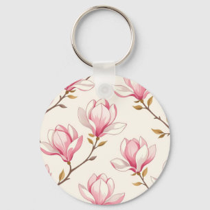 Porte-clés Motif de fleur de magnolia rose