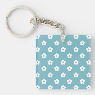 Porte-clés Motif de fleurs blanches