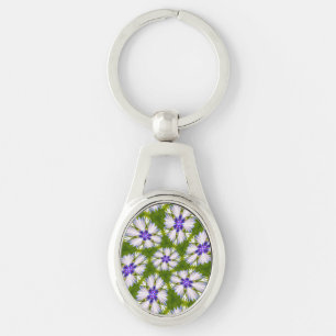 Porte-clés Motif de fleurs blanches