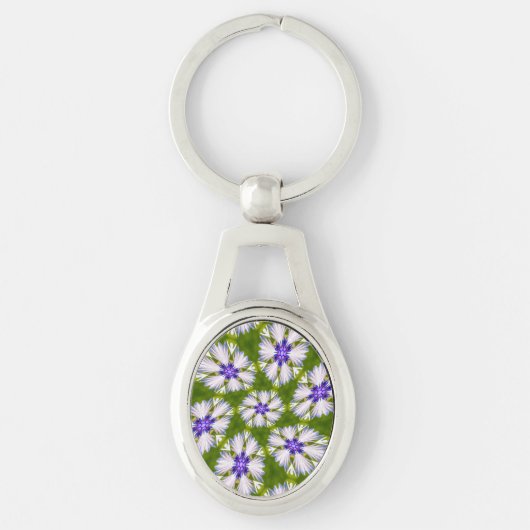 Porte-clés Motif de fleurs blanches (Devant)