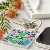 Porte-clés Motif de fleurs colorées (Devant Droit)