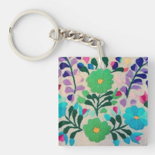 Porte-clés Motif de fleurs colorées (Devant)
