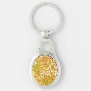 Porte-clés Motif de fleurs de lys d'Alphonse Mucha : Art nouv