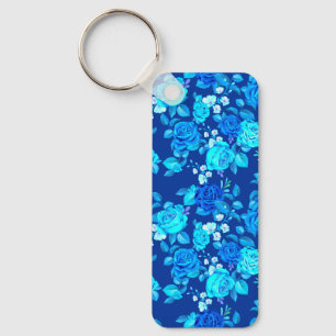 Porte-clés Motif de fleurs de rose bleue classique-87600