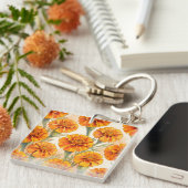 Porte-clés Motif de fleurs de souci orange (Devant Droit)