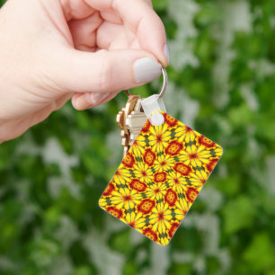 Porte-clés Motif de fleurs d'or