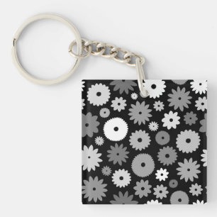 Porte-clés Motif de fleurs monochromes
