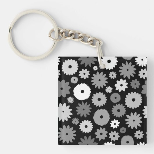 Porte-clés Motif de fleurs monochromes (Devant)