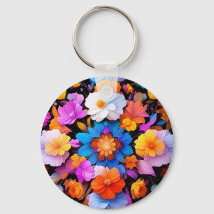 Porte-clés Motif de fleurs multicolores