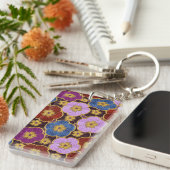 Porte-clés Motif de fleurs multicolores (Devant droit)