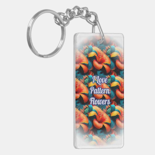 Porte-clés Motif de fleurs roses saumons (Devant gauche)