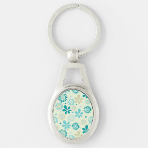 Porte-clés Motif de fleurs turquoise mignon d'abrégé sur bl