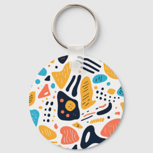 Porte-clés Motif de formes organiques de style Memphis abstra